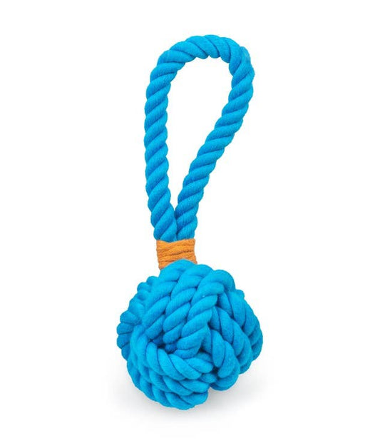 ThoozyPet Ball Tug Rope Dog Toy with Handle | Interactive Tug & Fetch Toy for Puppies and Small Dogs (Assorted)
