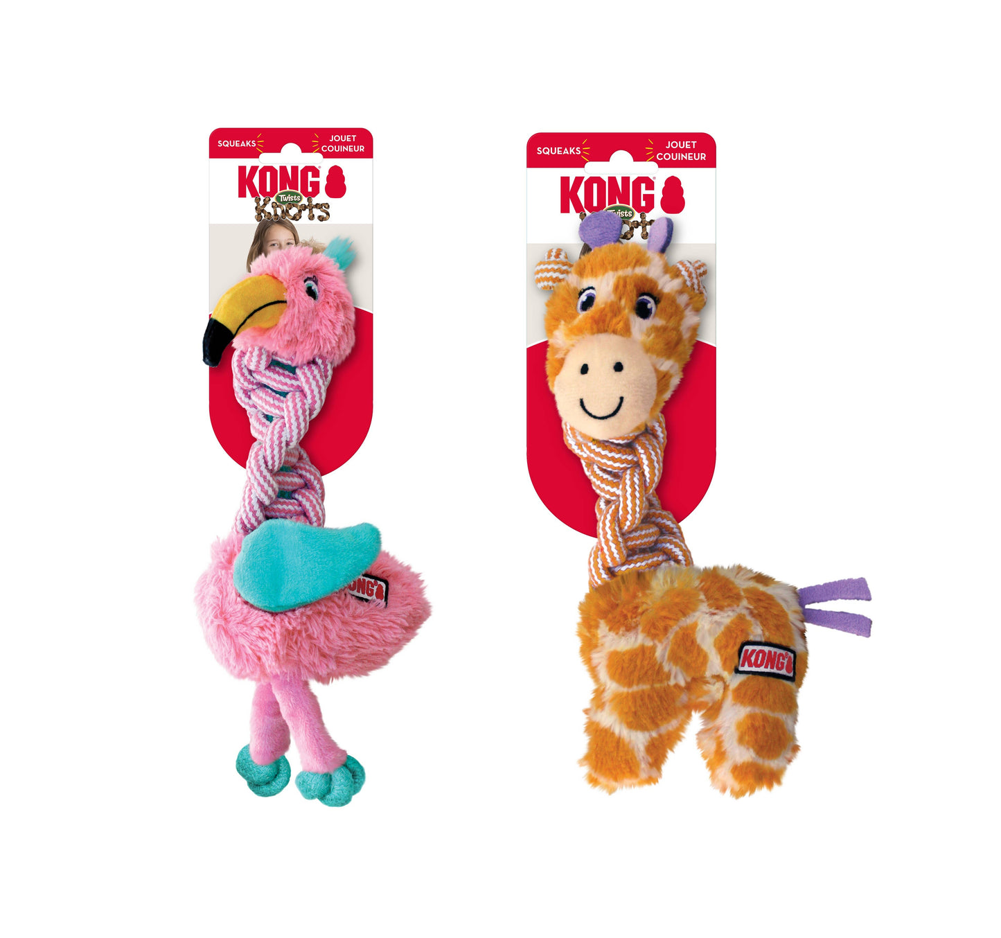 KONG Knots Twists Dog Toy | Durable Rope & Plush Squeaky Dog Toy 🐶 (Assorted)