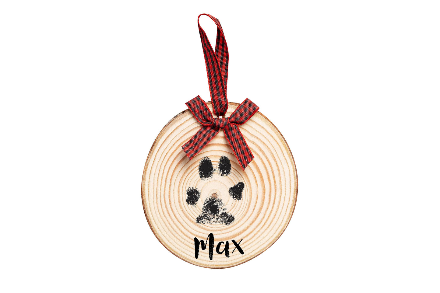 Christmas Wooden Pawprints Holiday Ornament