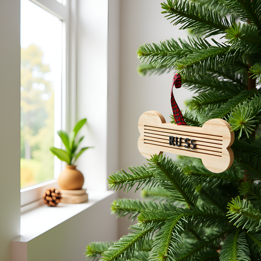 Christmas Wooden Bone Letterboard Pet Ornament