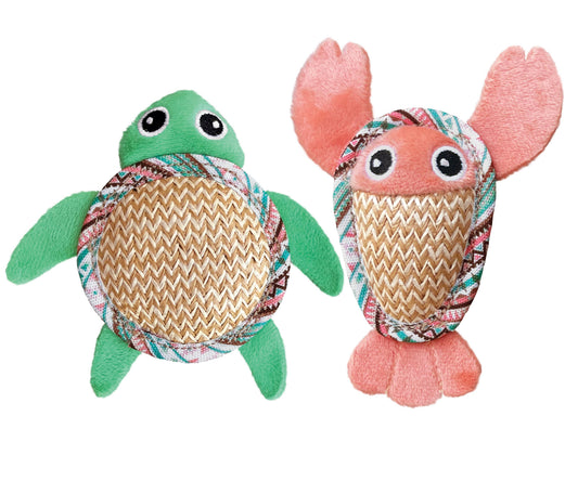 KONG® Tropics Pals Catnip Cat Toys for Indoor Cats – Plush & Crackle Toy 2-Pack