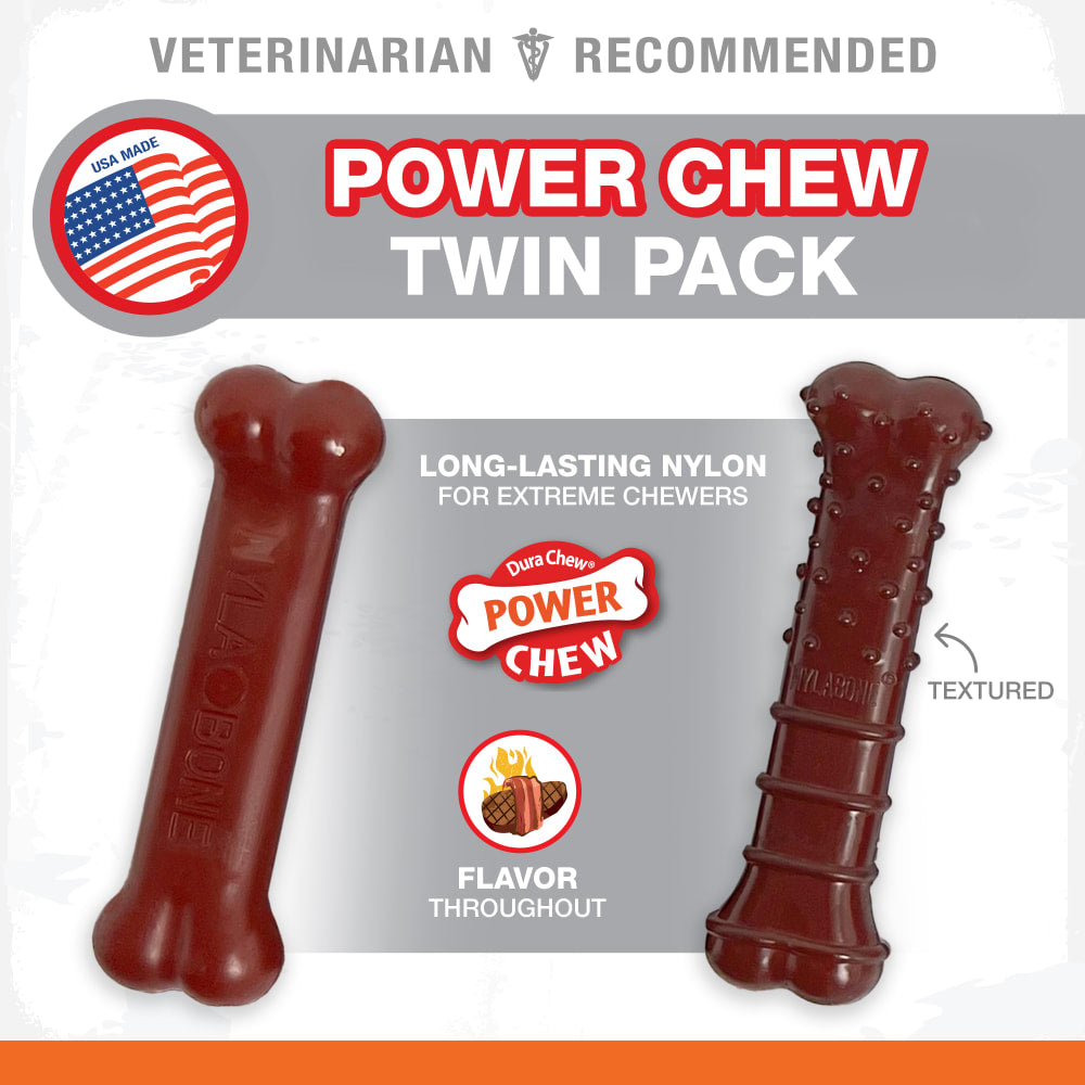 Nylabone Power Chew Basted Blast Dual Flavored Dog Toys, Small, Pack of 2